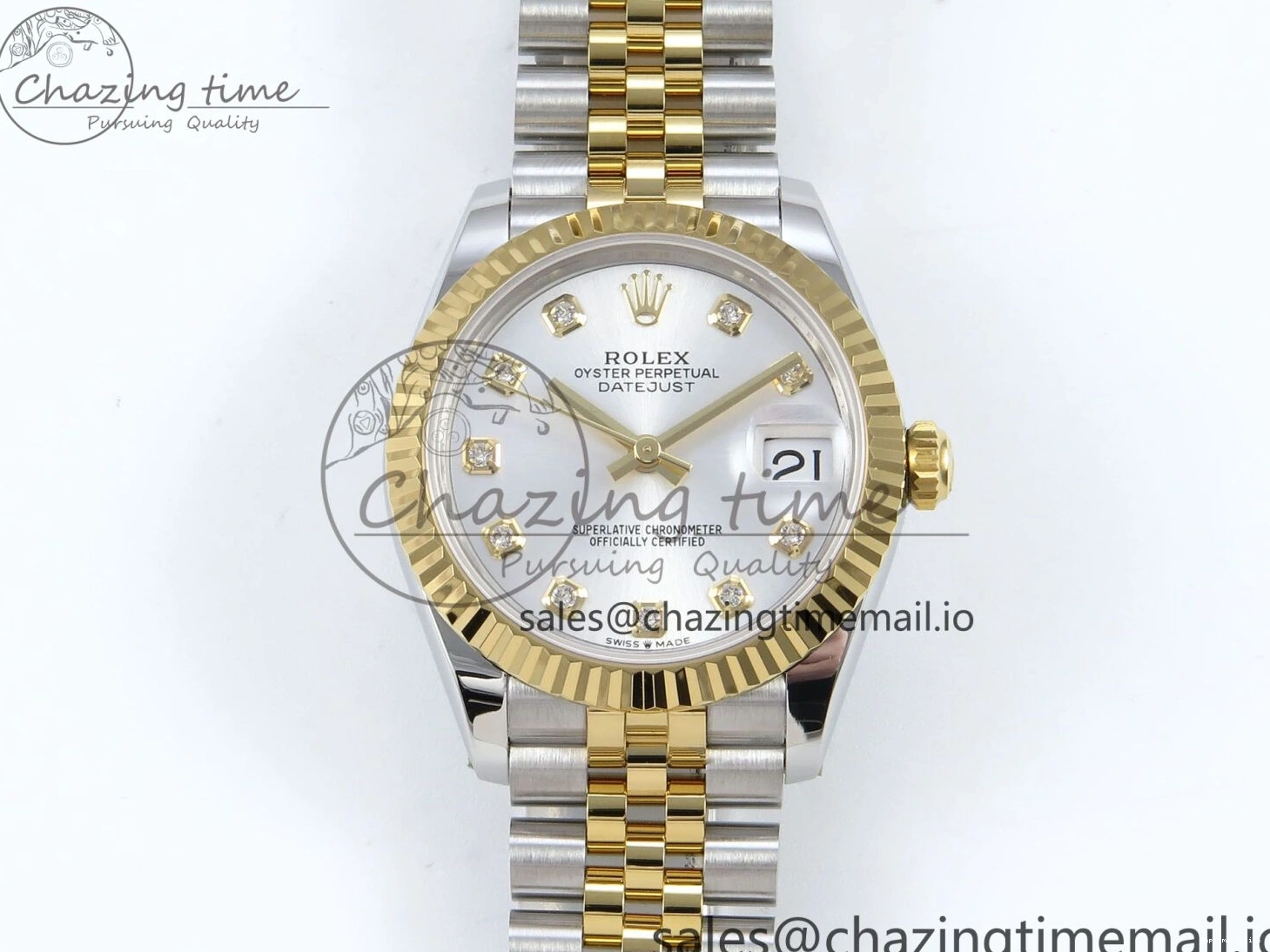 0214 DateJust 31 278273 ARF 1:1 Best Edition 904L Steel Silver Diamonds Dial on SS YG Jubilee Bracelet ETA TechFriendly 571